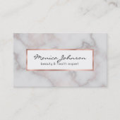 赤面トーンピンクのローズ金ゴールド白の大理石パターン 名刺 (正面)