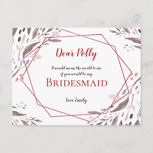 赤面トーン離れ/ジオメトリック/ブリデスメイド要求 ポストカード (正面)