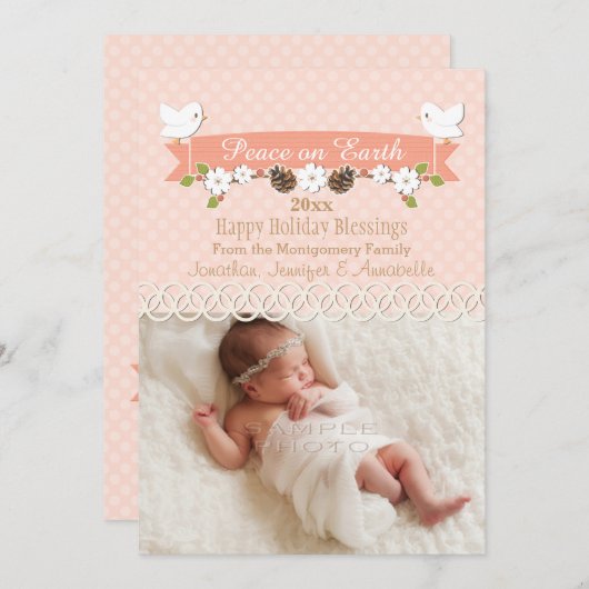 赤面ドーブベビー第1回クリスマスホリデーカード シーズンカード (正面/裏面)