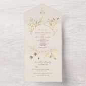 赤面ニュートラルフローラオールインワン招待状 オールインワン招待状 (内側)