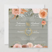 赤面ニュートラル素朴フローラセージ緑木葉 招待状 (正面)