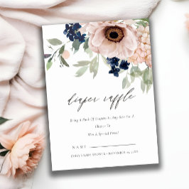 赤面ネイビーアネモネフローラオムツラッフルベビーシャワー エンクロージャーカード