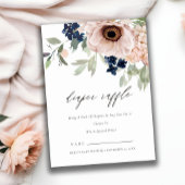 赤面ネイビーアネモネフローラオムツラッフルベビーシャワー エンクロージャーカード