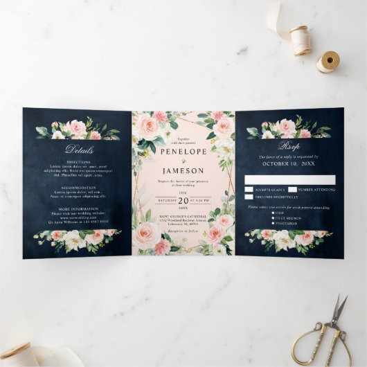 赤面ネイビーダスティブルーフローラ幾何学植物体T 三つ折りプログラム (内部)