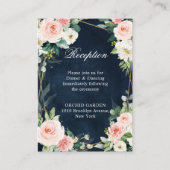 赤面ネイビーダスティブルーフローラ幾何学植物学 エンクロージャーカード (正面)