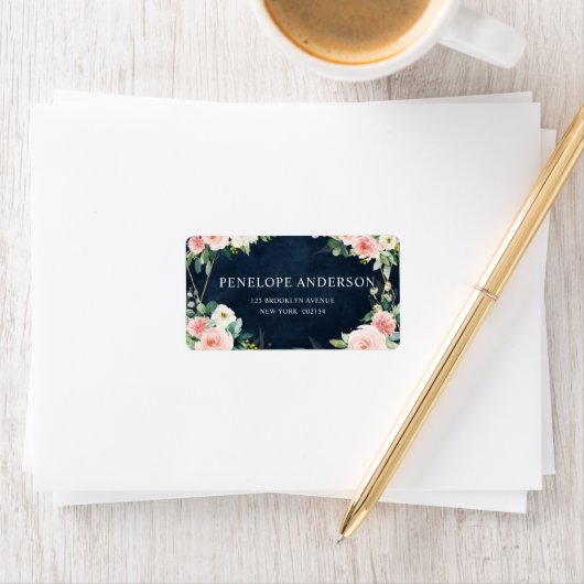 赤面ネイビーダスティブルーフローラ幾何学植物学 ラベル (インサイチュ)