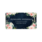 赤面ネイビーダスティブルーフローラ幾何学植物学 ラベル (正面)