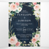 赤面ネイビーダスティブルーフローラ幾何学植物学 三つ折りプログラム (内部中)