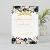 赤面ネイビーフローラゴールデンバタフライキンセアニェラ 箔招待状 (立ち正面)