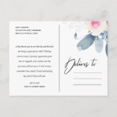 赤面ネイビーフローラ任意の年周年記念ありがとう 案内ポストカード (裏面)