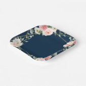 赤面ネイビーフローラ金ゴールド幾何学植物結婚の ペーパープレート (傾斜あり)