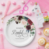 赤面ネイビーブルゴーニマルサラフローラブライダルシャワー ペーパープレート (パーティー)