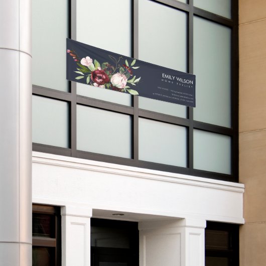 赤面ネイビーブルゴーニュプロテアフローラビジネスバナー 横断幕 (ビルの外側)