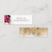 赤面ネイビーブルーとブルゴーニュレッド結婚フローラ スキニー名刺 (正面/裏面)