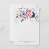 赤面ネイビーブルーソフトパステルピンクブライダルシャワー サンキューカード (裏面)