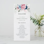 赤面ネイビーブルーソフトパステルピンク結婚フローラ プログラム (スタンド正面)