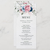赤面ネイビーブルーソフトパステルピンク結婚フローラ メニュー (正面/裏面)