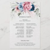 赤面ネイビーブルーソフトパステルピンク結婚式 プログラム (裏面)