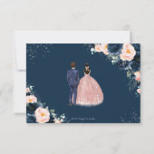 赤面ネイビーブルーフローラツインズボーイガールキンセアニラ 出欠カード (裏面)