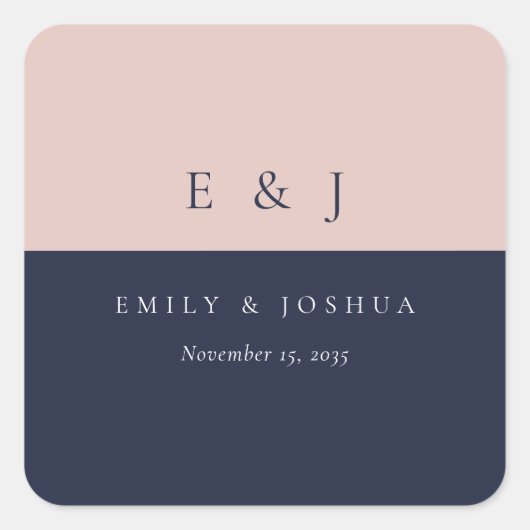 赤面ネイビーモダンル結婚ズ スクエアシール (正面)