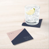 赤面ネイビーモダンル結婚ズ スクエアペーパーコースター (インサイチュ)