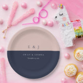 赤面ネイビーモダンル結婚ズ ペーパープレート (パーティー)