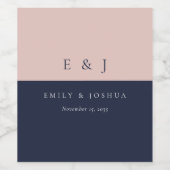 赤面ネイビーモダンル結婚ズ ワインラベル (シングルラベル)