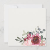 赤面ネイビーレッドローズフローラブライダルシャワー招待状 サンキューカード (裏面)