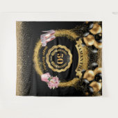 赤面ハイヒール金ゴールドグリッター50th誕生日バナー タペストリー (正面(横))