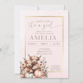 赤面ハイランド牛その女の子カボチャ 招待状