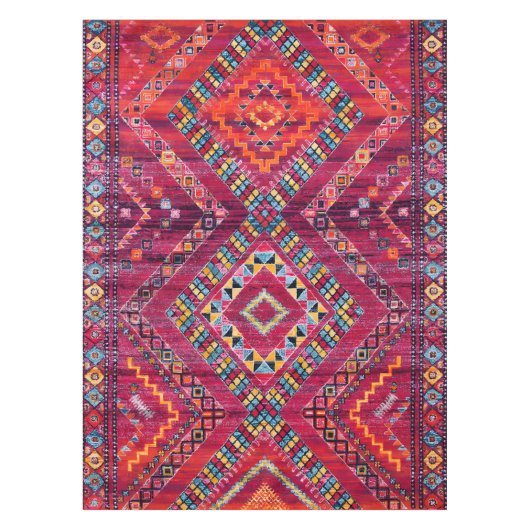 赤面バザール：ピンクモロッコ伝統エレガンス テーブルクロス (正面)