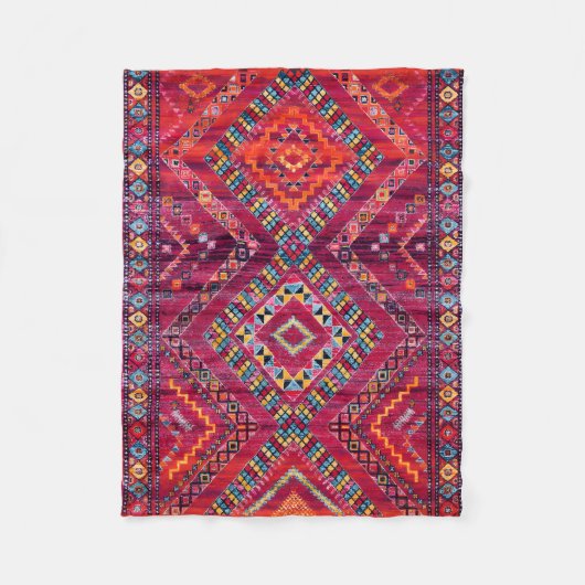 赤面バザール：ピンクモロッコ伝統エレガンス フリースブランケット (正面)