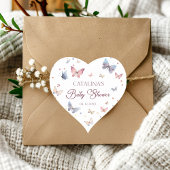 赤面バタフライベビーシャワーハート形シール ハートシール