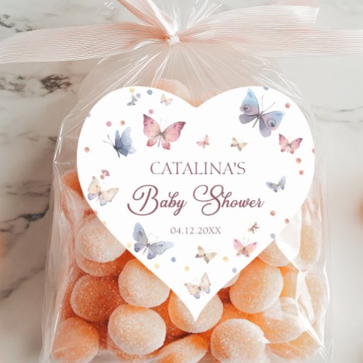 赤面バタフライベビーシャワーハート形シール ハートシール