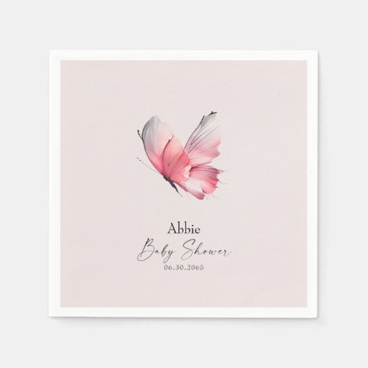 赤面バタフライベビーシャワー スタンダードカクテルナプキン (正面)