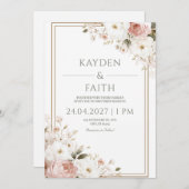 赤面バラとアイボリーフローラ結婚式招待状 招待状 (正面/裏面)