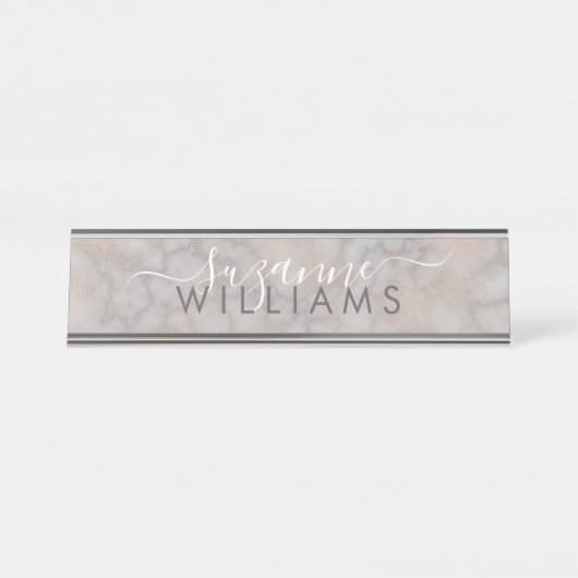 赤面バラとグレーマーリーエレガンス デスクネームプレート (正面)