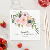 赤面バラと牡丹ファーストコミューン スタンダードランチョンナプキン (インサイチュ)