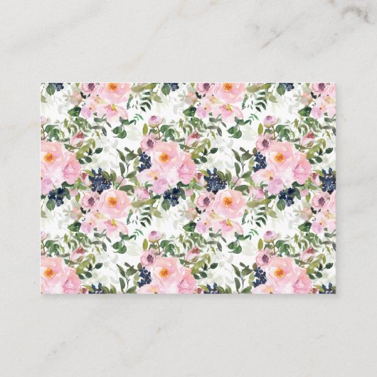 赤面バラと牡丹ブライダルシャワーディスプレイシャワー エンクロージャーカード (裏面)