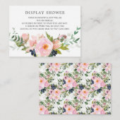 赤面バラと牡丹ブライダルシャワーディスプレイシャワー エンクロージャーカード (正面/裏面)