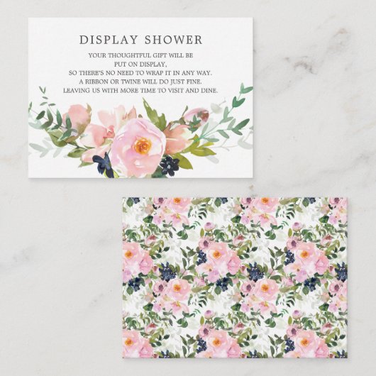 赤面バラと牡丹ブライダルシャワーディスプレイシャワー エンクロージャーカード (正面/裏面)