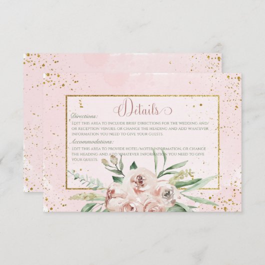 赤面バラと金ゴールドアクセント結婚ズ詳細 エンクロージャーカード (正面/裏面)