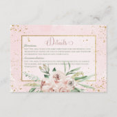 赤面バラと金ゴールドアクセント結婚ズ詳細 エンクロージャーカード (正面)