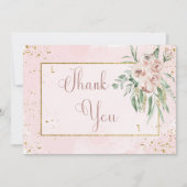 赤面バラと金ゴールドアクセント結婚ズ サンキューカード (正面)