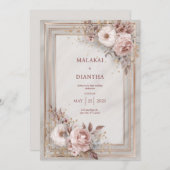 赤面バラと金ゴールドフレ結婚ーム 招待状 (正面/裏面)