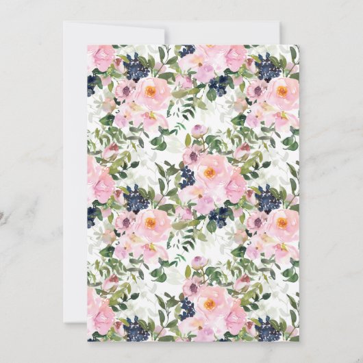 赤面バラとPeoniesの確認 招待状 (裏面)