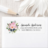 赤面バラとPeoniesフローラブライダルシャワーラベル ラベル (インサイチュ)