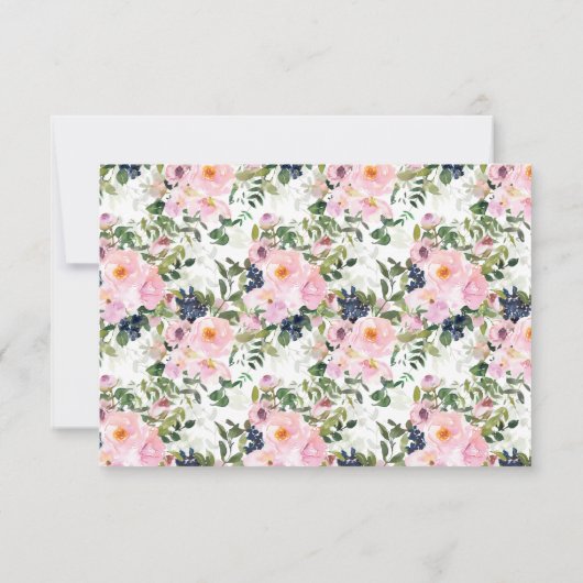 赤面バラとPeonies日付ナイトアイディアカード 招待状 (裏面)