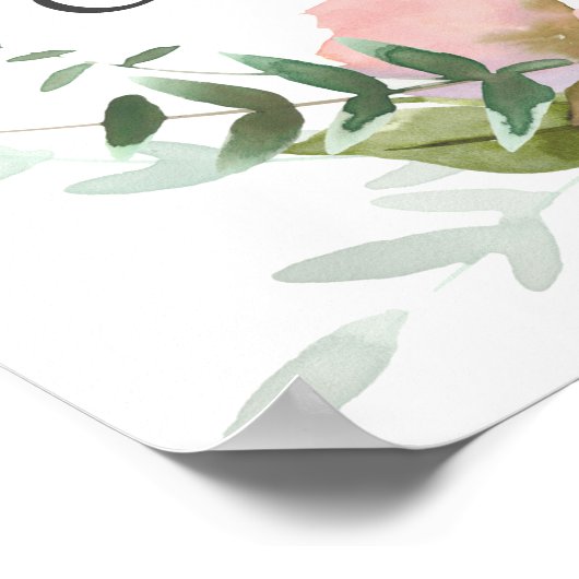 赤面バラとPeonies最初のコミュニオンウェルカムサイン ポスター (角)