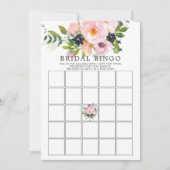 赤面バラとPeonies BINGOブライダルシャワーゲーム 招待状 (正面)
